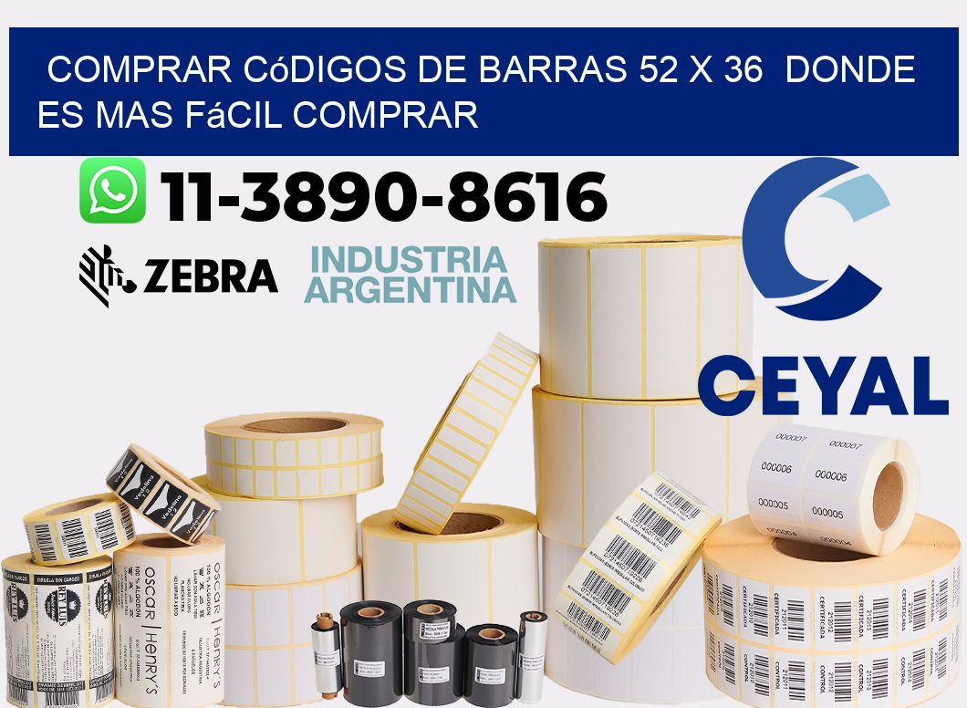 Comprar códigos de barras 52 x 36  Donde es mas fácil comprar