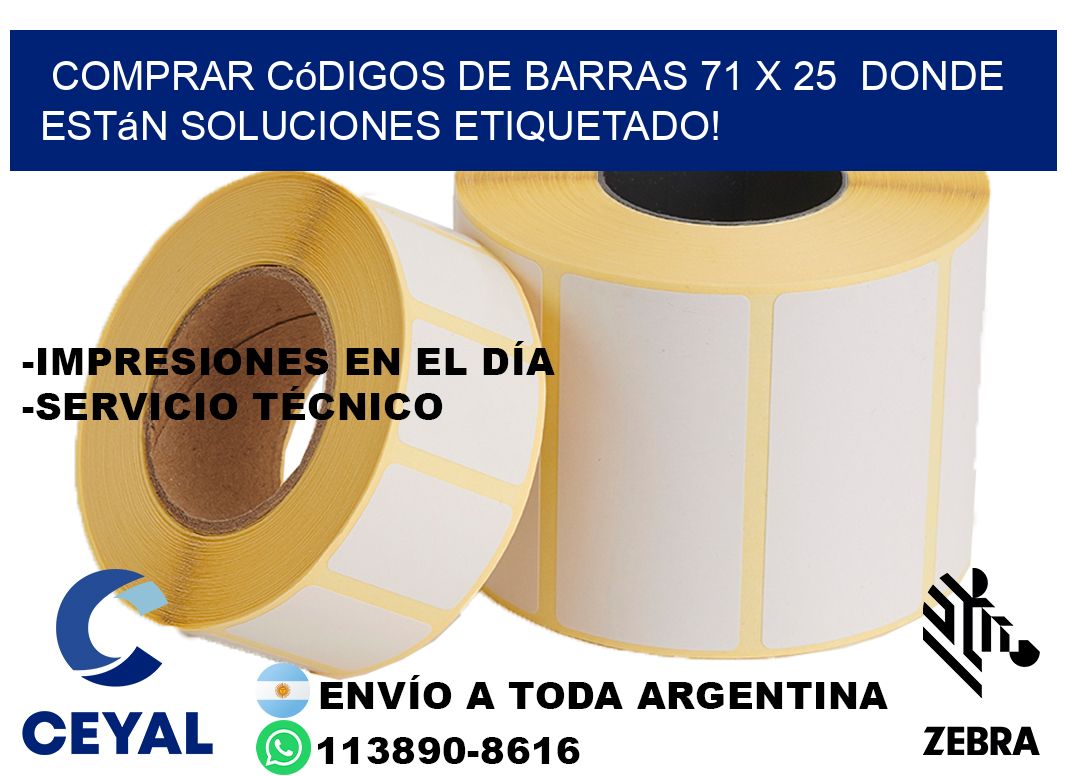 Comprar códigos de barras 71 x 25  donde están soluciones etiquetado!