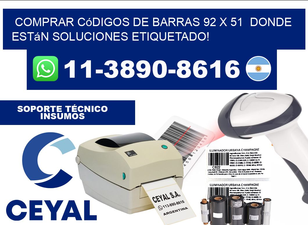 Comprar códigos de barras 92 x 51  donde están soluciones etiquetado!