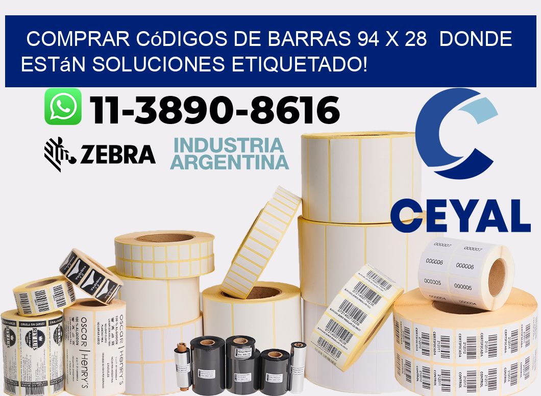 Comprar códigos de barras 94 x 28  donde están soluciones etiquetado!