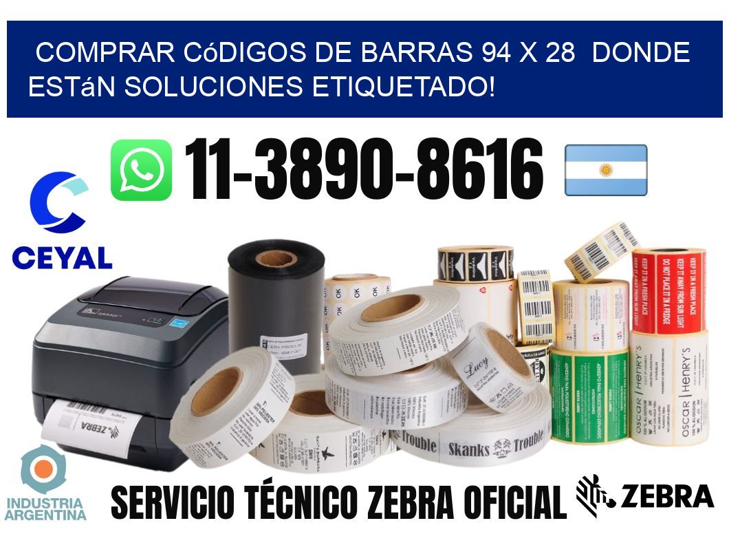 Comprar códigos de barras 94 x 28  donde están soluciones etiquetado!