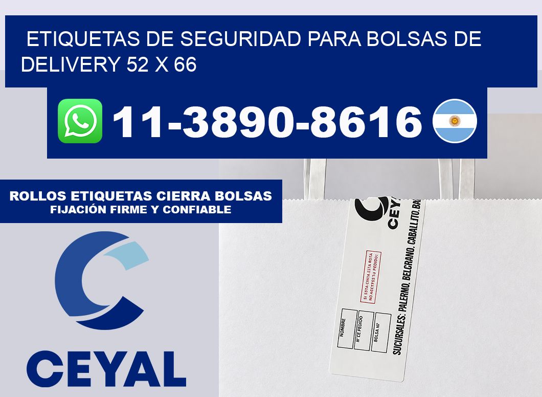 ETIQUETAS DE SEGURIDAD PARA BOLSAS DE DELIVERY 52 x 66