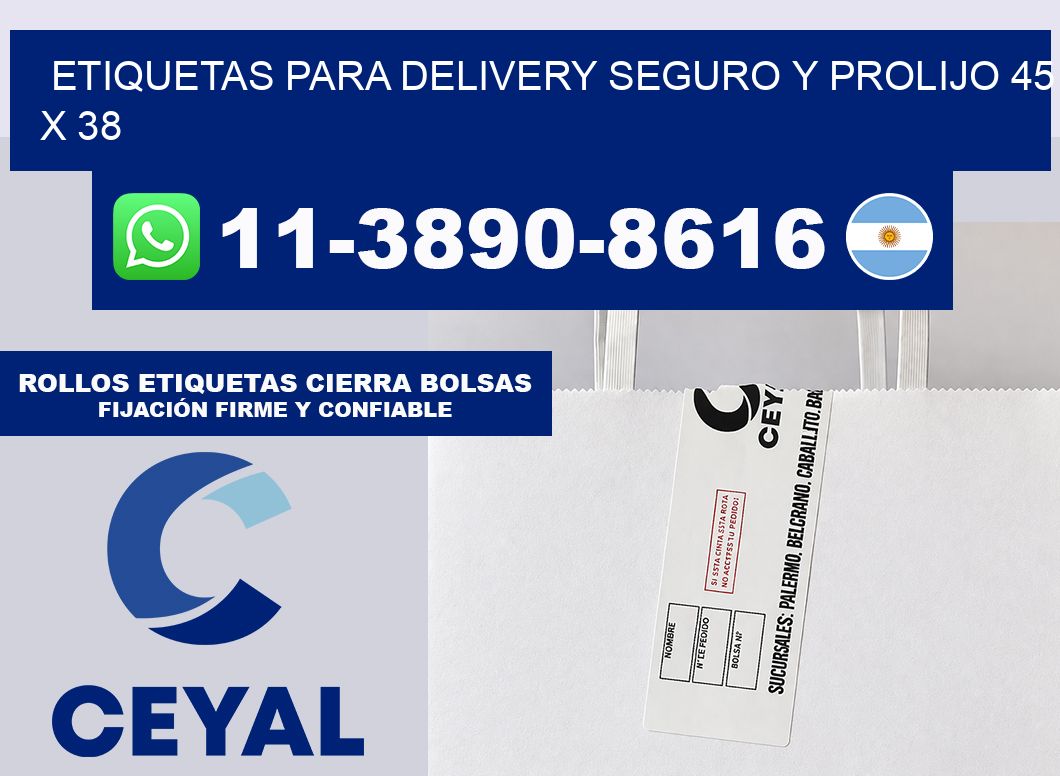 ETIQUETAS PARA DELIVERY SEGURO Y PROLIJO 45 x 38
