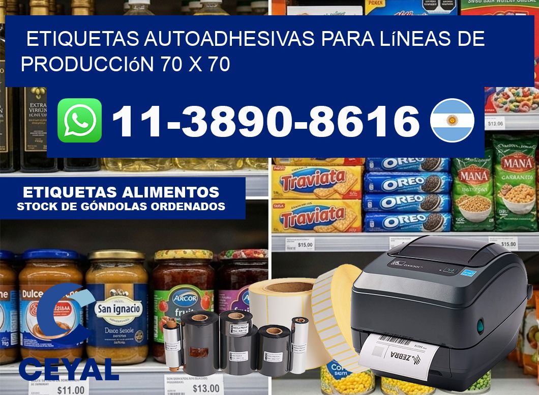 Etiquetas autoadhesivas para líneas de producción 70 x 70