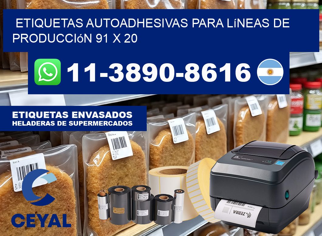 Etiquetas autoadhesivas para líneas de producción 91 x 20