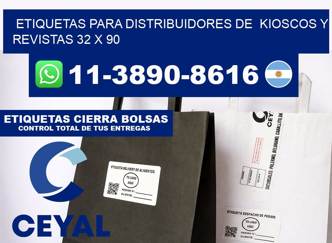 Etiquetas para distribuidores de  kioscos y revistas 32 x 90