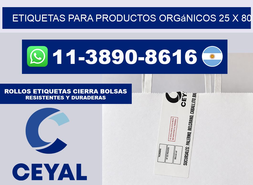 Etiquetas para productos orgánicos 25 x 80