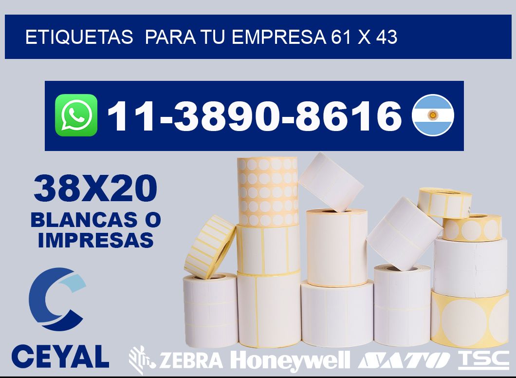 Etiquetas  para tu empresa 61 x 43
