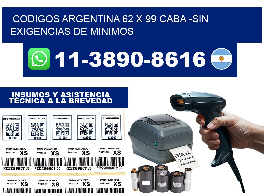 codigos Argentina 62 x 99 CABA -Sin exigencias de minimos