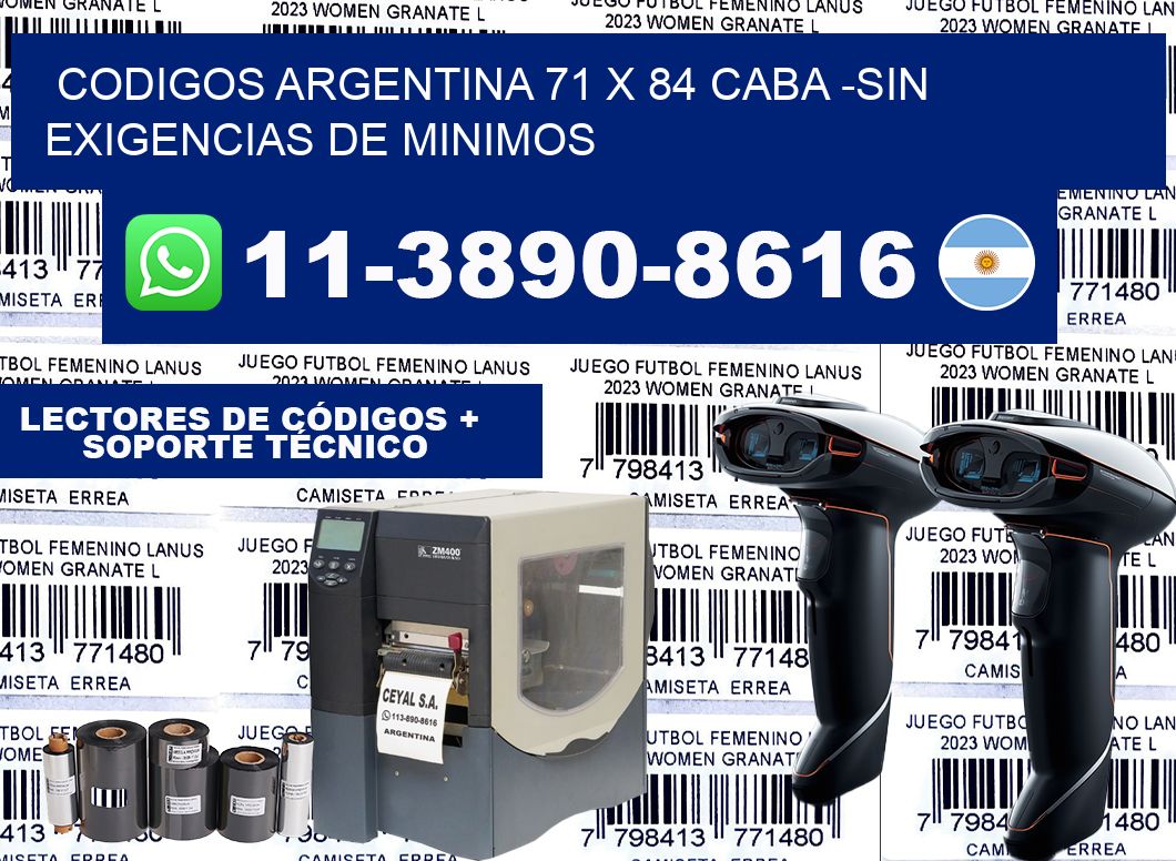 codigos Argentina 71 x 84 CABA -Sin exigencias de minimos