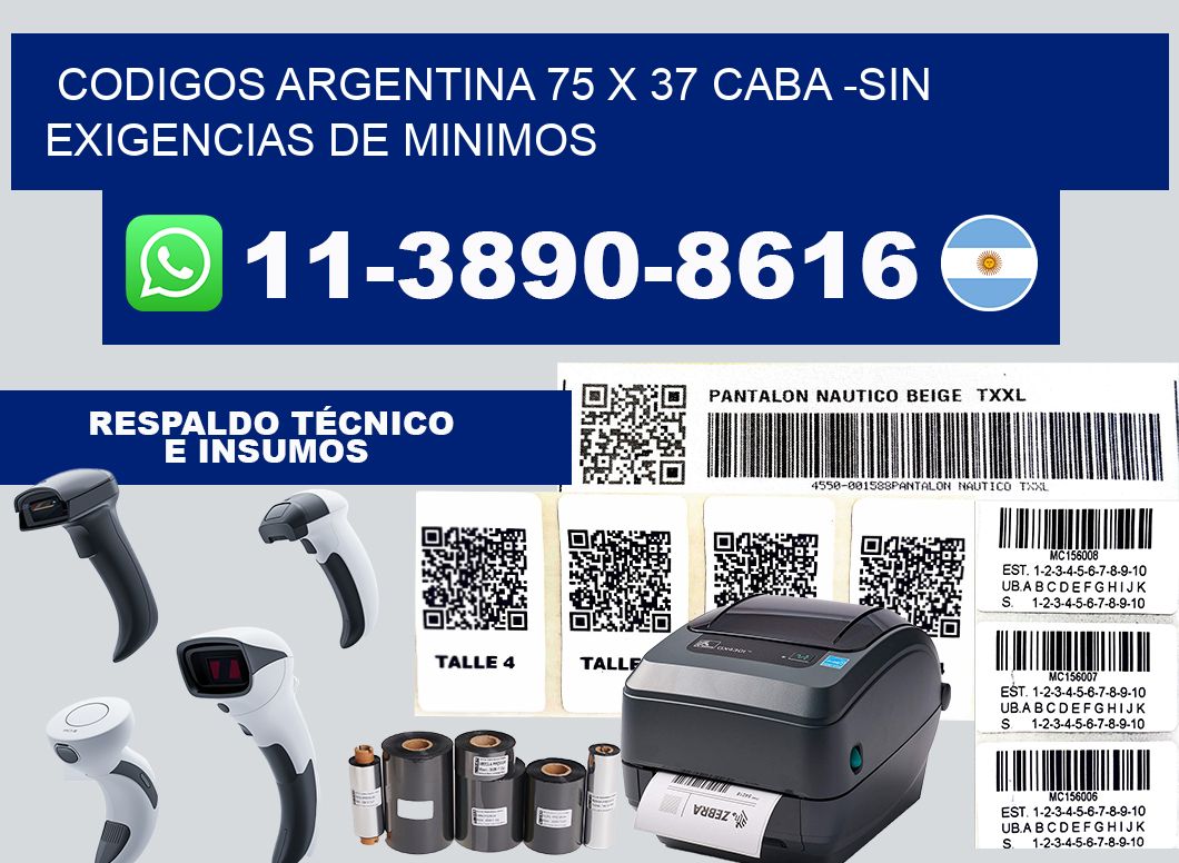codigos Argentina 75 x 37 CABA -Sin exigencias de minimos
