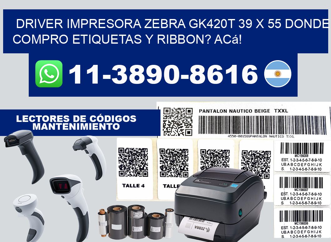 driver impresora zebra gk420t 39 x 55 Donde compro etiquetas y ribbon? Acá!