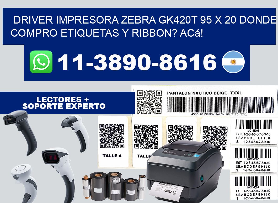 driver impresora zebra gk420t 95 x 20 Donde compro etiquetas y ribbon? Acá!