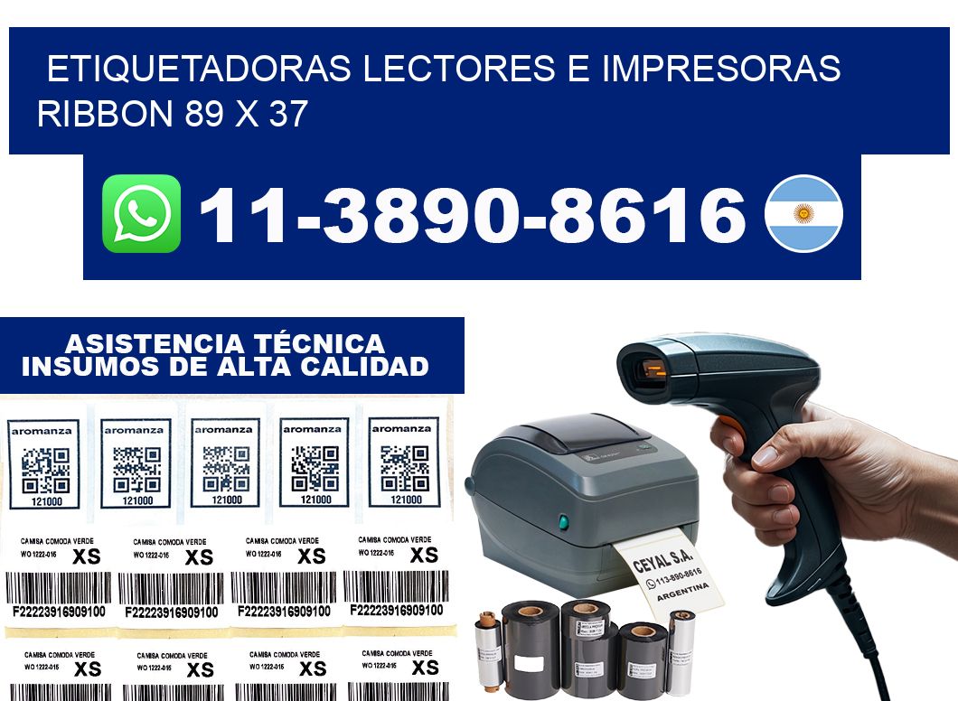 etiquetadoras lectores e impresoras ribbon 89 x 37