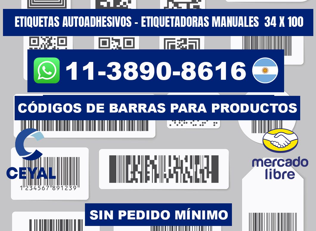 etiquetas autoadhesivos - Etiquetadoras Manuales  34 x 100