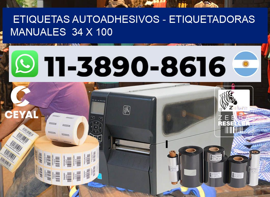 etiquetas autoadhesivos - Etiquetadoras Manuales  34 x 100