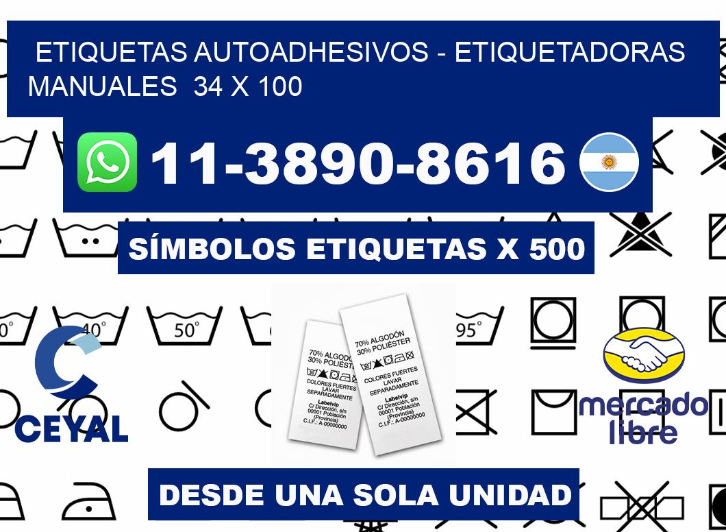 etiquetas autoadhesivos - Etiquetadoras Manuales  34 x 100