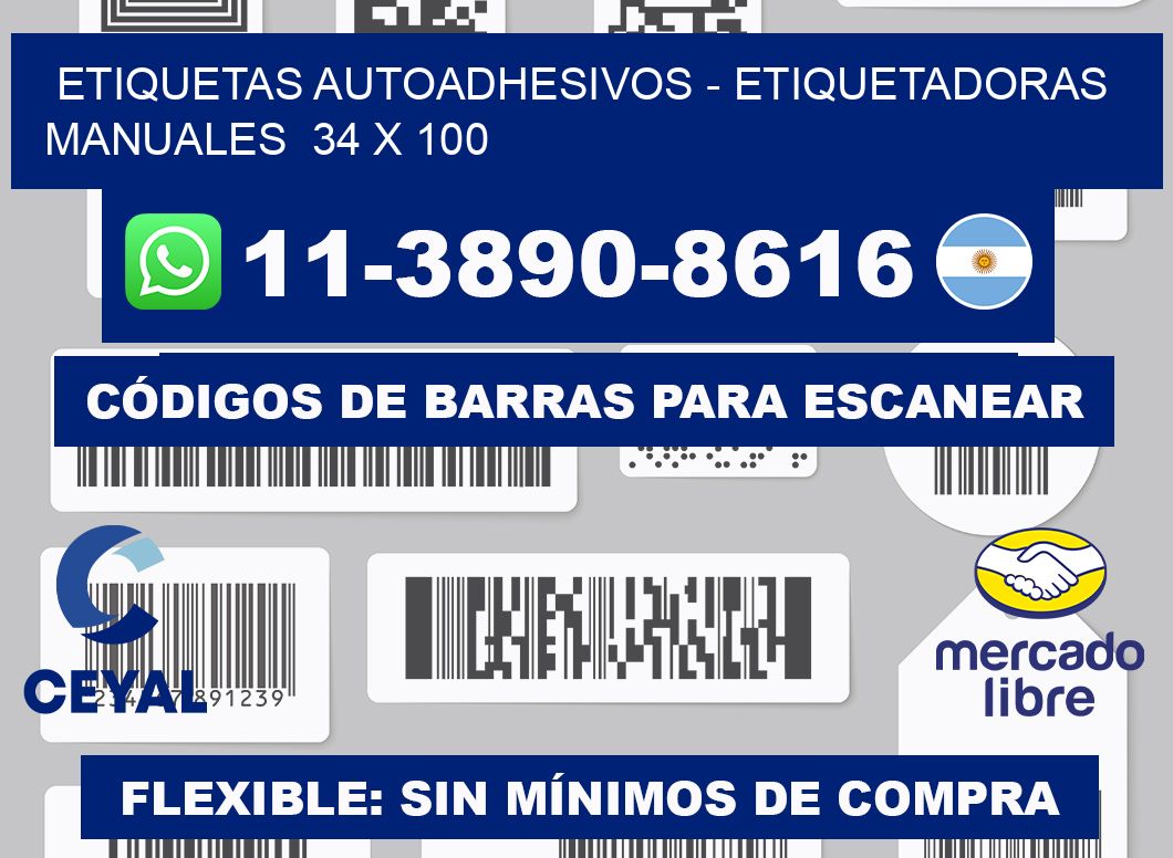 etiquetas autoadhesivos - Etiquetadoras Manuales  34 x 100