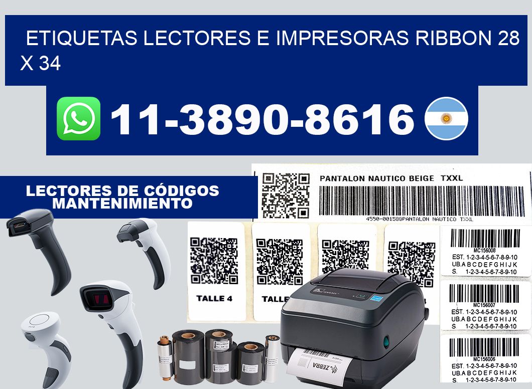 etiquetas lectores e impresoras ribbon 28 x 34