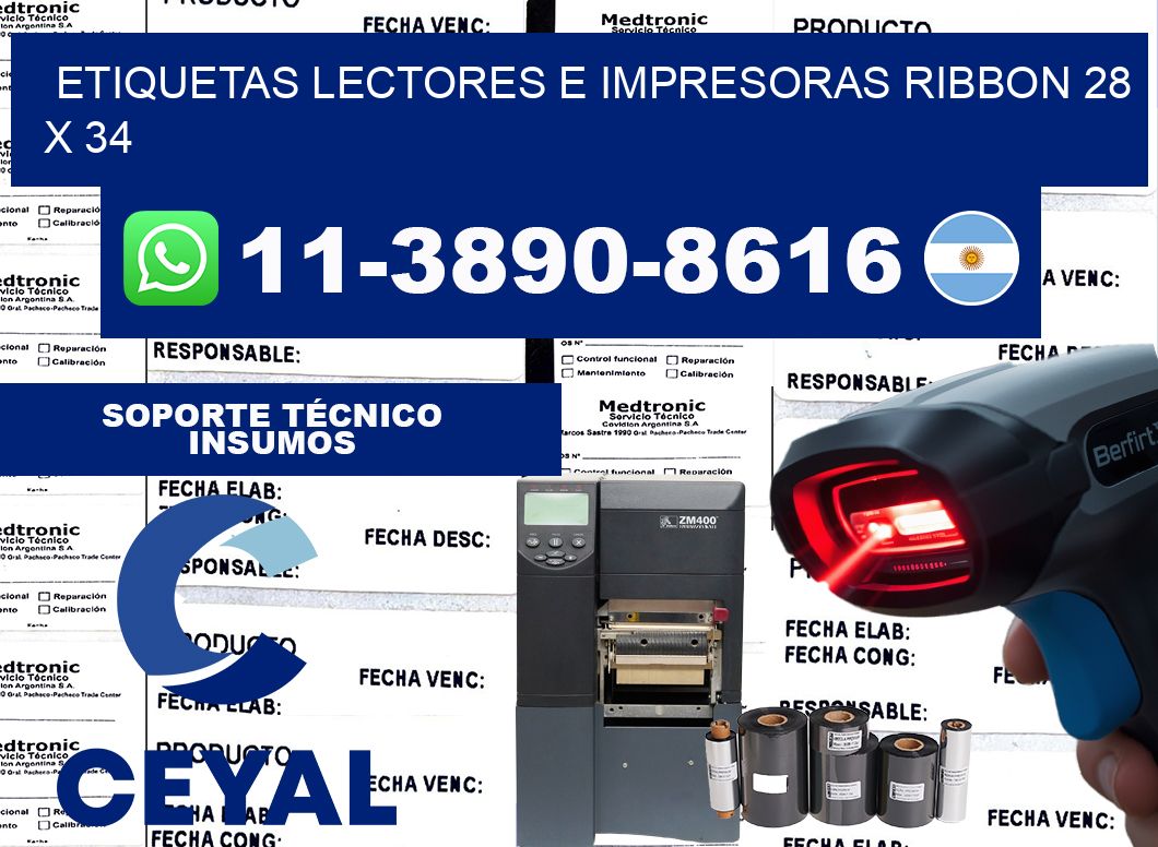 etiquetas lectores e impresoras ribbon 28 x 34