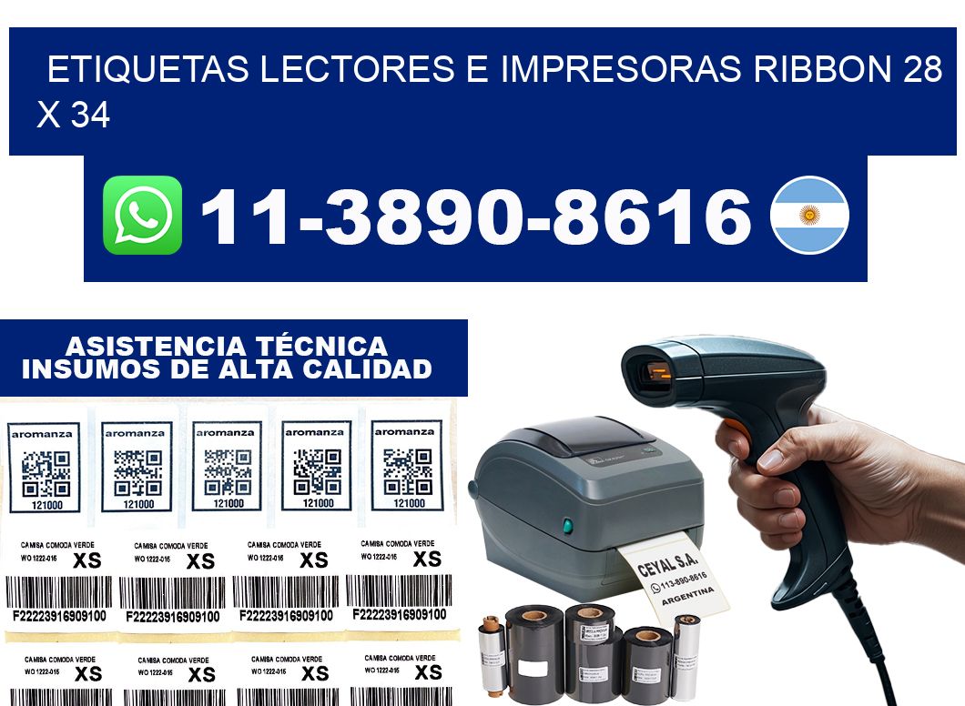 etiquetas lectores e impresoras ribbon 28 x 34