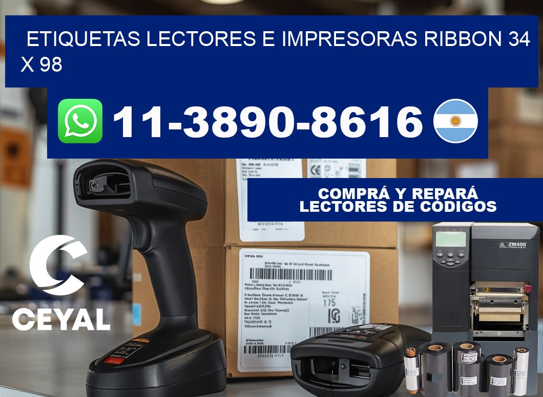 etiquetas lectores e impresoras ribbon 34 x 98