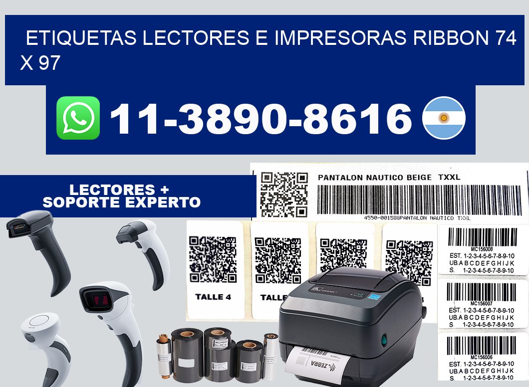 etiquetas lectores e impresoras ribbon 74 x 97