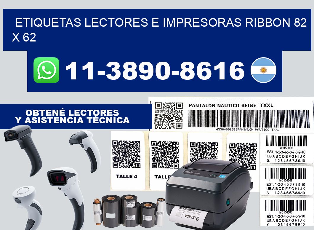 etiquetas lectores e impresoras ribbon 82 x 62