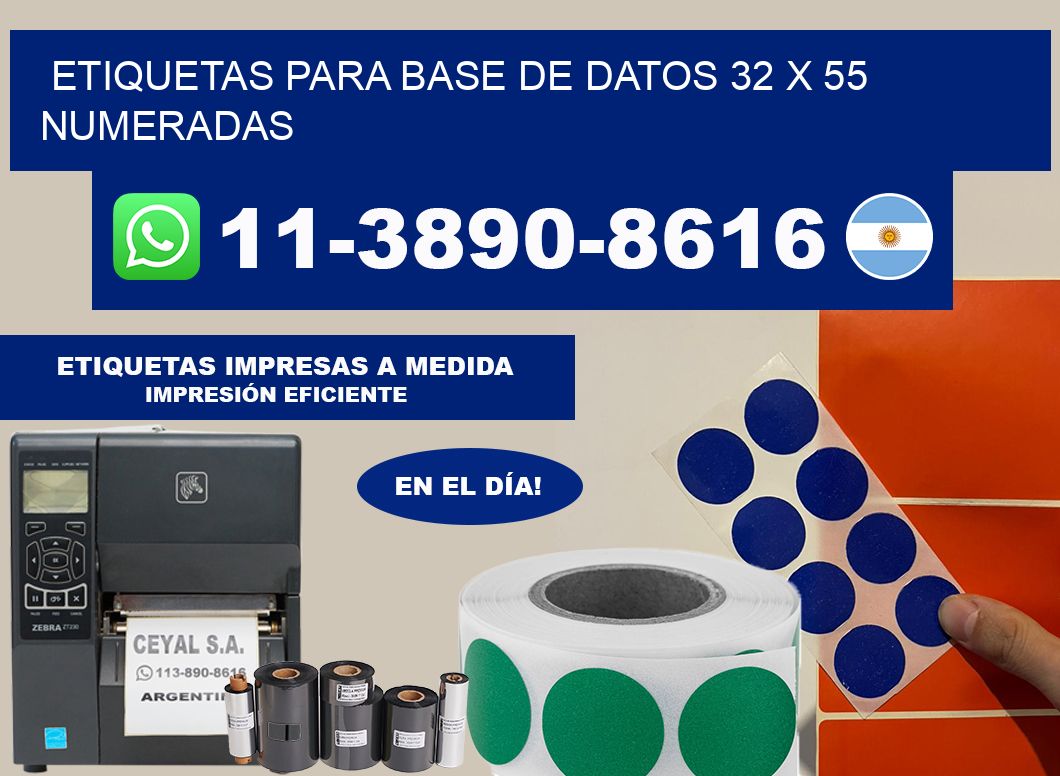 etiquetas para base de datos 32 x 55 numeradas