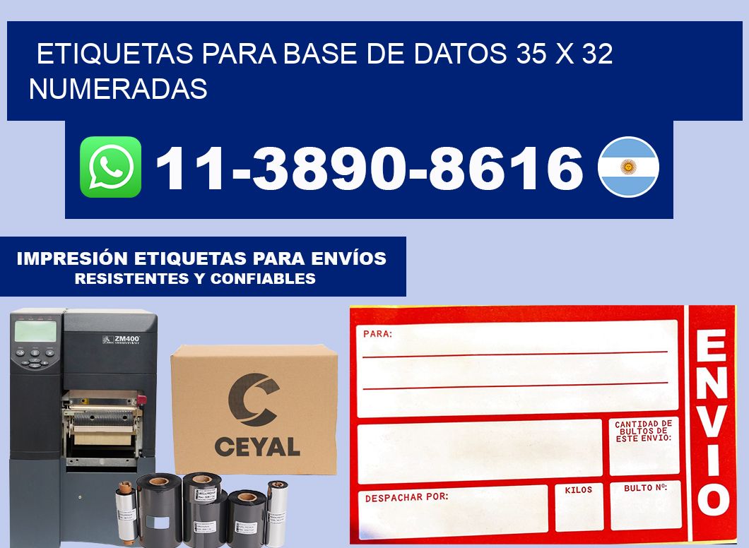 etiquetas para base de datos 35 x 32 numeradas