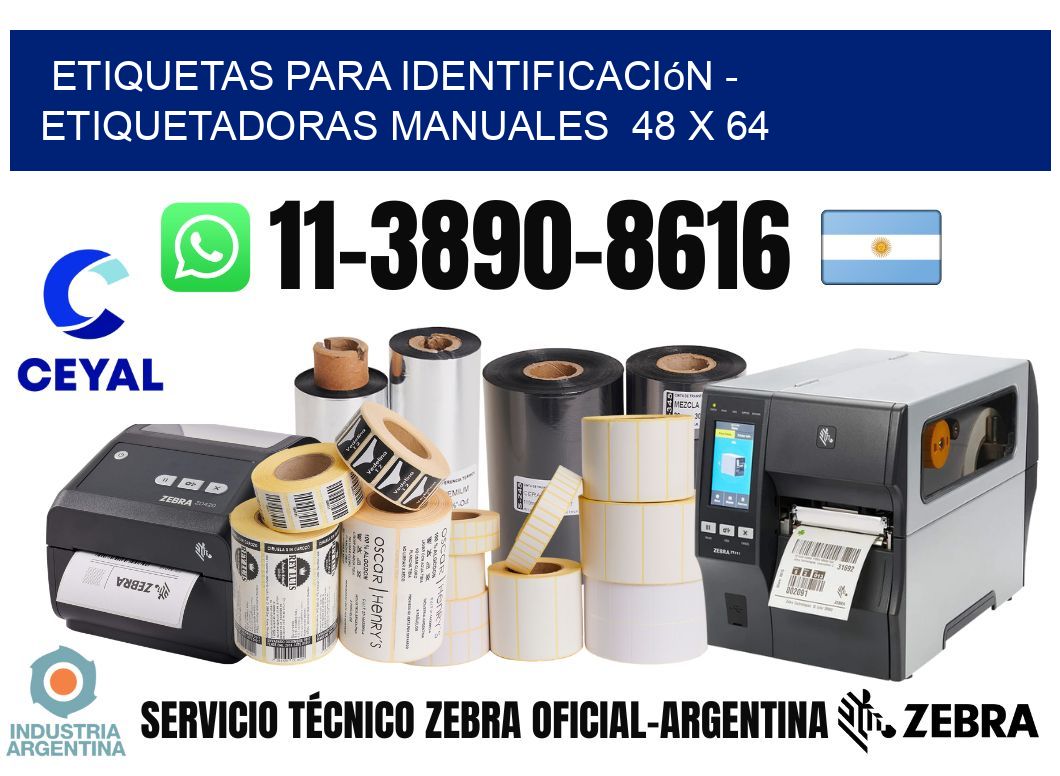 etiquetas para identificación - Etiquetadoras Manuales  48 x 64