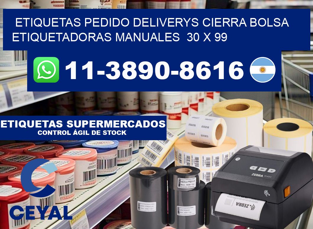 etiquetas pedido deliverys cierra bolsa Etiquetadoras Manuales 30 x 99
