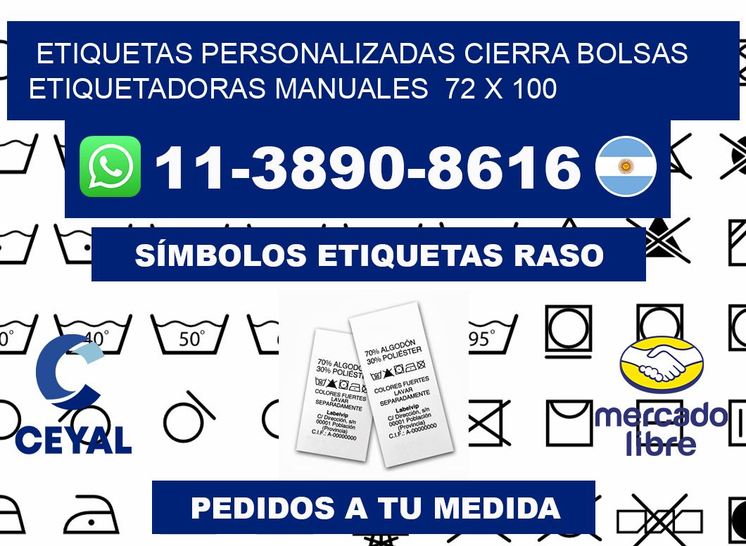 etiquetas personalizadas cierra bolsas  Etiquetadoras Manuales  72 x 100