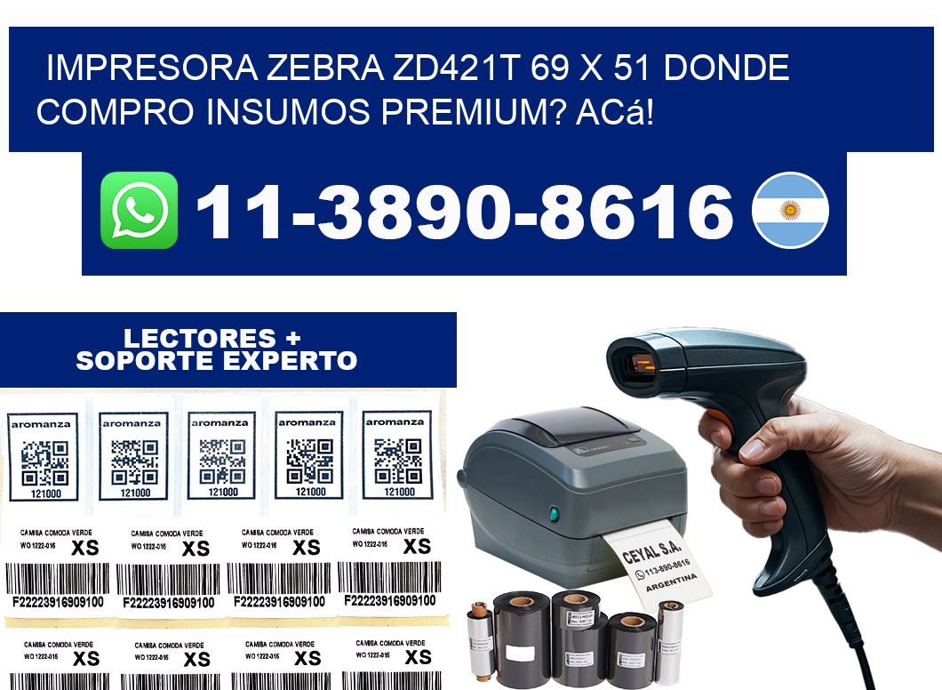 impresora zebra zd421t 69 x 51 Donde compro insumos premium? Acá!