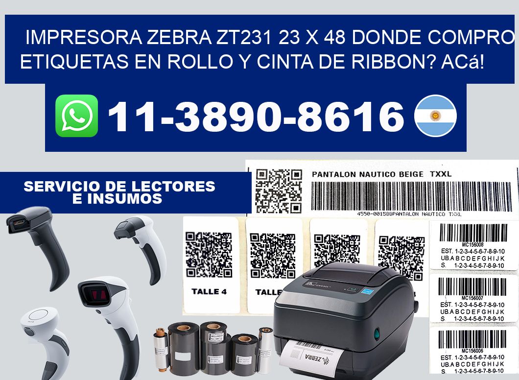 impresora zebra zt231 23 x 48 Donde compro etiquetas en rollo y cinta de ribbon? Acá!