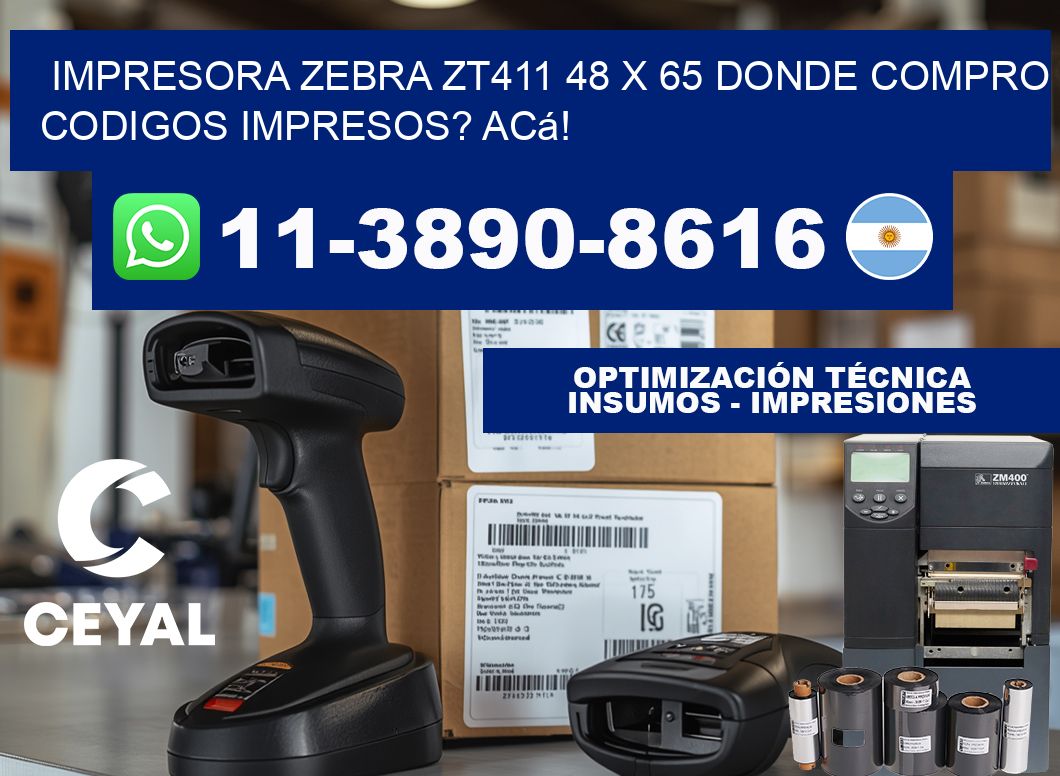 impresora zebra zt411 48 x 65 Donde compro codigos impresos? Acá!