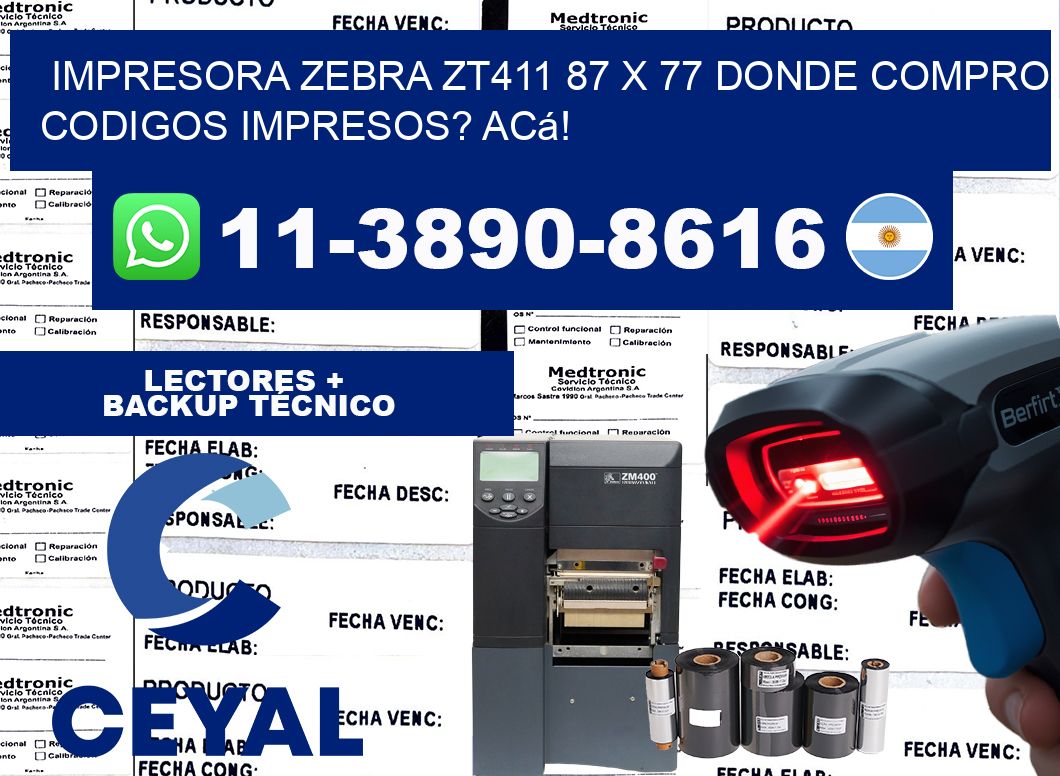 impresora zebra zt411 87 x 77 Donde compro codigos impresos? Acá!