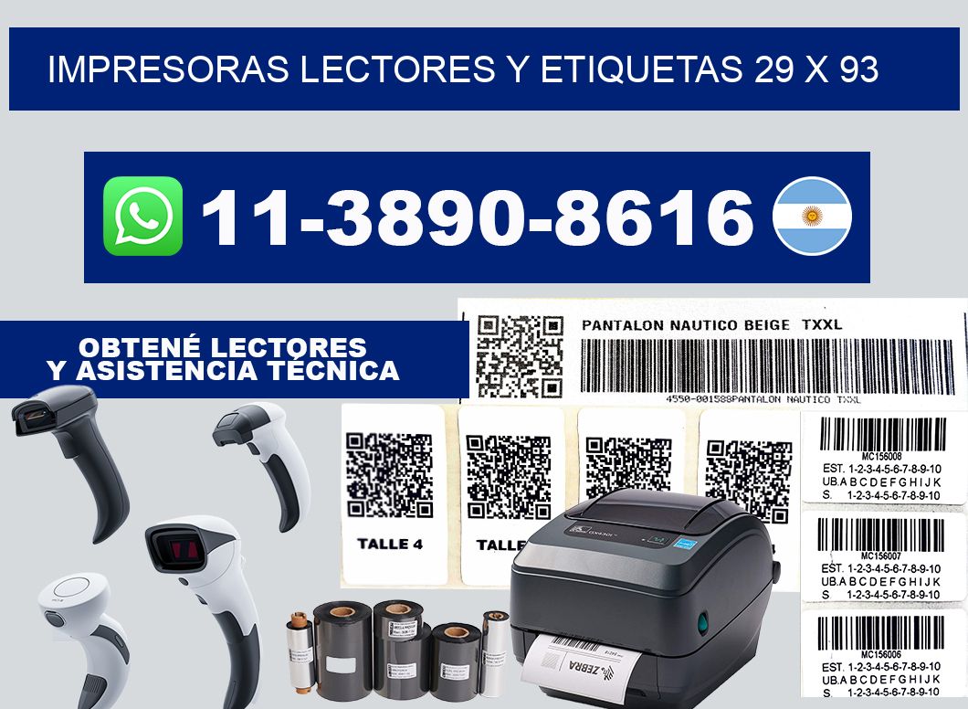 impresoras lectores y etiquetas 29 x 93