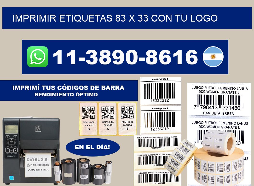 imprimir etiquetas 83 x 33 con tu logo