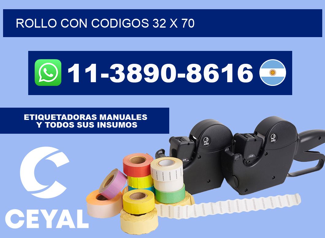 rollo con codigos 32 x 70