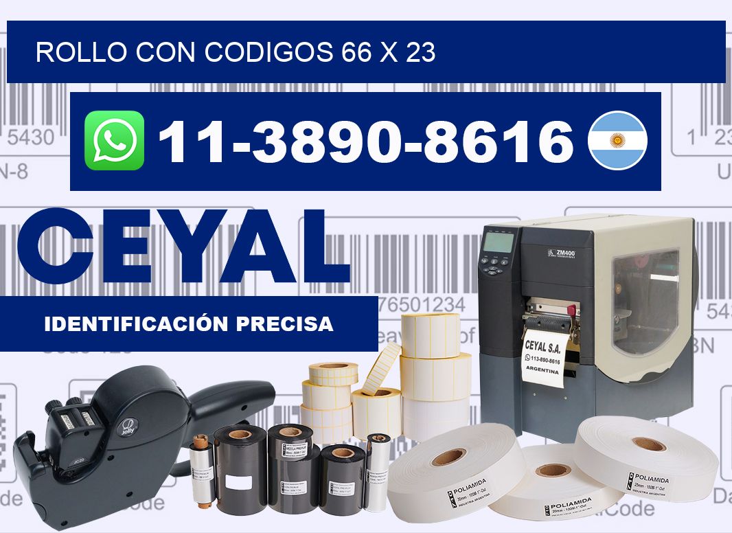 rollo con codigos 66 x 23