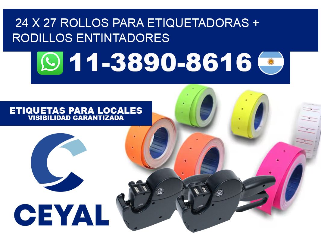 24 x 27 rollos para etiquetadoras + rodillos entintadores