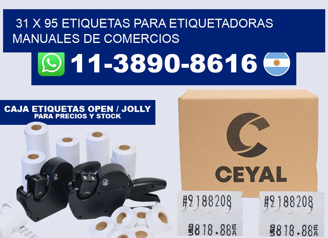 31 x 95 etiquetas para etiquetadoras manuales de comercios