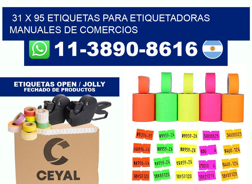 31 x 95 etiquetas para etiquetadoras manuales de comercios