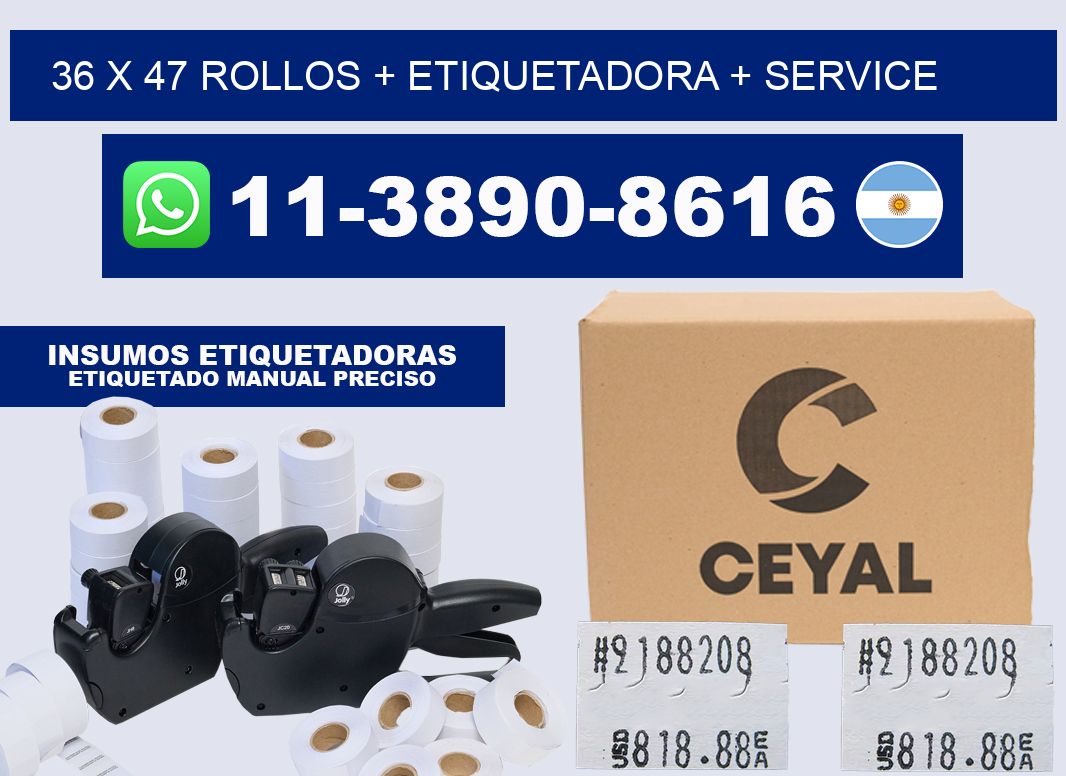 36 x 47 rollos + etiquetadora + service
