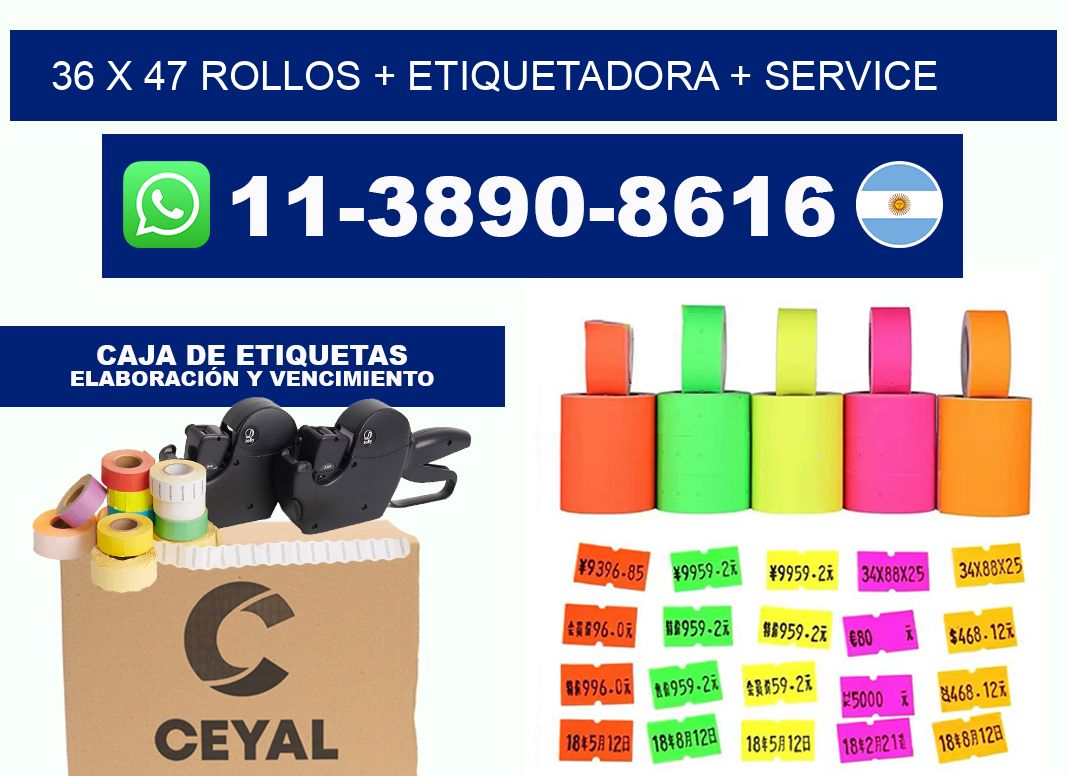 36 x 47 rollos + etiquetadora + service