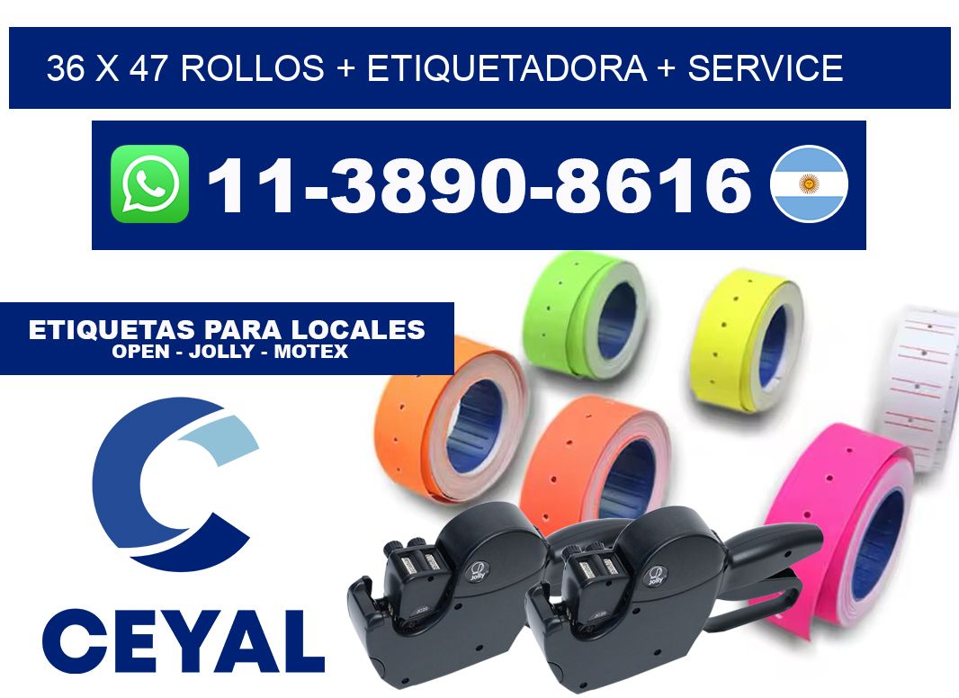 36 x 47 rollos + etiquetadora + service