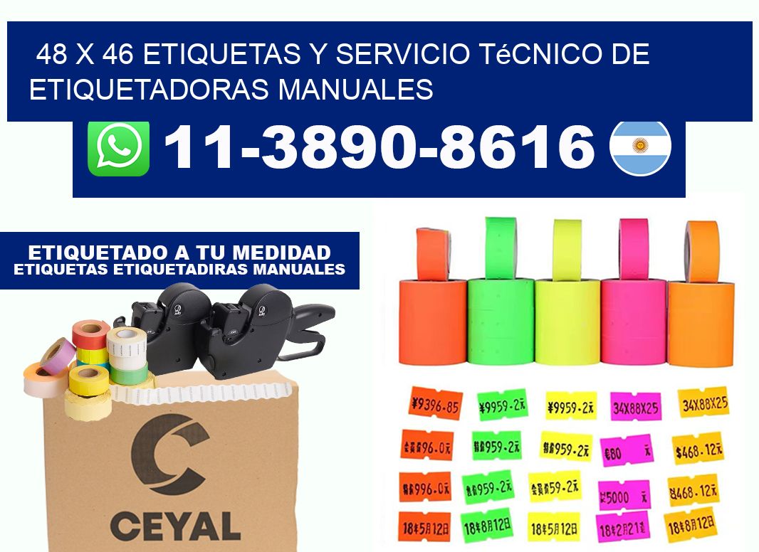 48 x 46 etiquetas y servicio técnico de etiquetadoras manuales