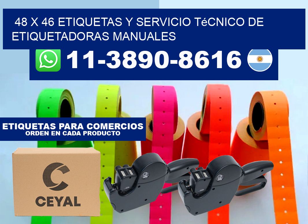 48 x 46 etiquetas y servicio técnico de etiquetadoras manuales