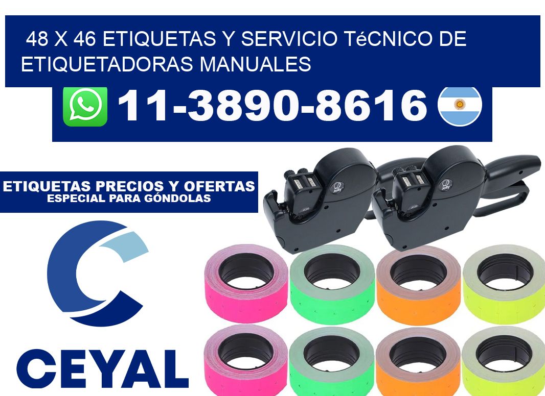 48 x 46 etiquetas y servicio técnico de etiquetadoras manuales